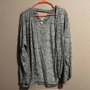 Grey. Long sleeve. Cardigan.